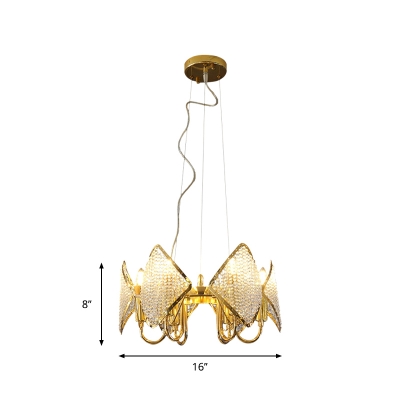 Flaky Cluster Ceiling Light Modern Metallic 6 Lights Golden Pendant Lamp with Crystal Accents