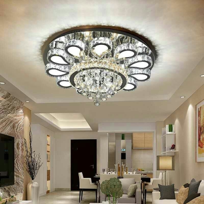 Flower Living Room Flushmount Light Modern Crystal 18