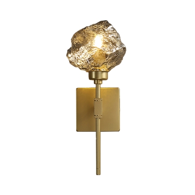 Irregular Shade Wall Light Sconce Modernist Amber/Smoke Gray Glass 1 Bulb Living Room Sconce Lamp