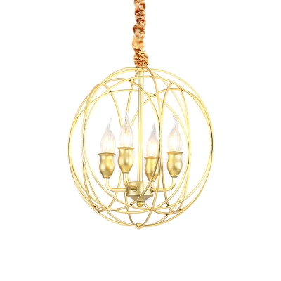 Metal Black/Gold Suspension Lighting Globe 4/6 Lights Classical Ceiling Chandelier for Living Room