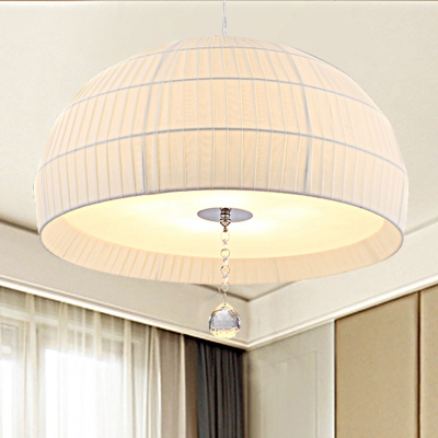 Minimalism Domed Hanging Light with Acrylic Diffuser 5 Lights Bedroom Chandelier Light Fixture in White
