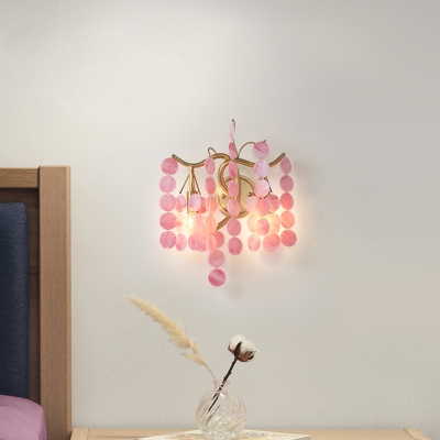 Open Bulb White/Pink/Blue Glass Wall Light Fixture Modern Stylish 2 Heads Wall Mount Lighting over Table