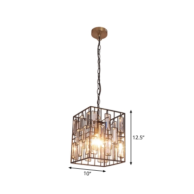 Wire Frame Square Pendant Light Industrial 1 Light 10