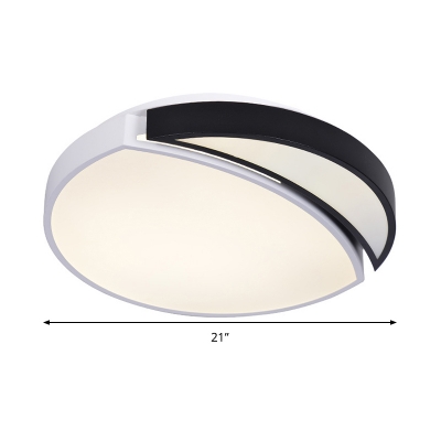 Black and White Round Ceiling Flush Light Modernist LED Acrylic Flushmount Lighting in Warm/White/3 Color Light