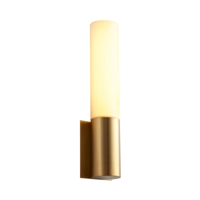 Cylinder Surface Wall Sconce Simplicity Metal and Acrylic 1 Bulb Gold Indoor Wall Lighting