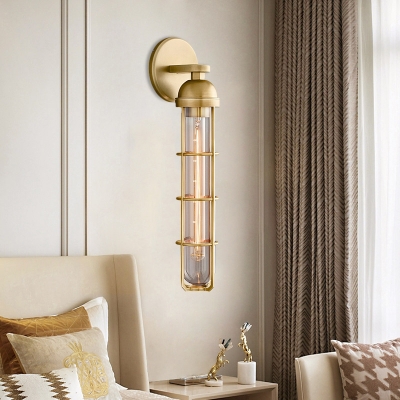 Gold Finish 1 Bulb Wall Mounted Lamp Vintage Metal Oblong Wall Mounted Light Fixture, 10.5