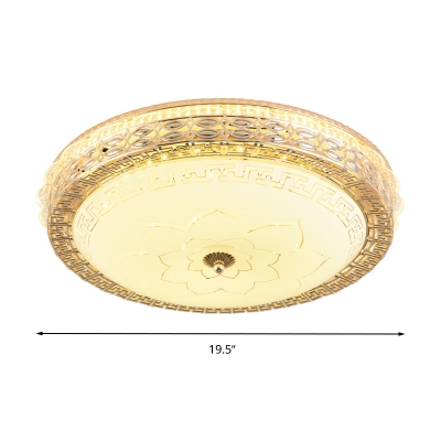 Gold Hollowed out Flush Lamp Simplicity LED Frosted Glass Ceiling Light Fixture in Third Gear