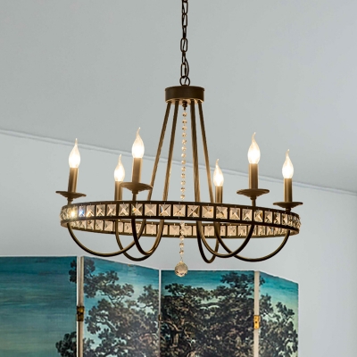 Industrial Candle Chandelier Lamp 6/8 Lights Metal Living Room Pendant Light in Black