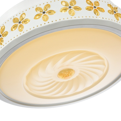 Metallic Vortex Ceiling Fan Light Modern Stylish LED White Semi Flush Lamp with Amber Crystal Accent