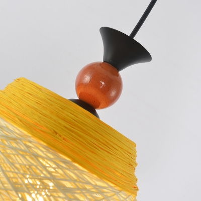 Nordic Bucket Hanging Ceiling Light 1 Light Rattan Shade Ceiling Pendant Lamp in Brown/Yellow, 10