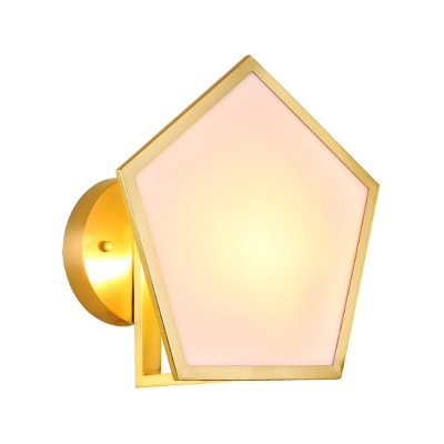 Opaque Glass Gold Wall Lighting Geometric Single Bulb Colonialism Sconce Light Fixture for Bedroom
