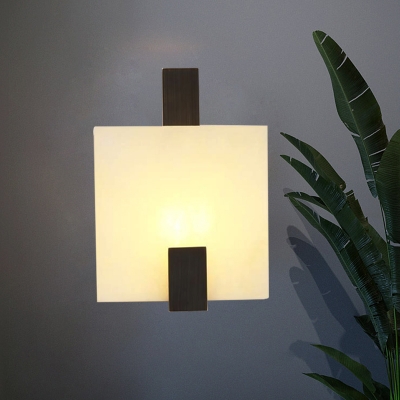 Single Head Square Wall Lamp Colonial Gold/Black Marble Flush Mount Wall Light for Hall