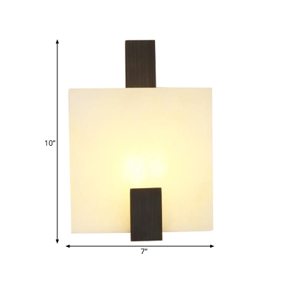 Single Head Square Wall Lamp Colonial Gold/Black Marble Flush Mount Wall Light for Hall