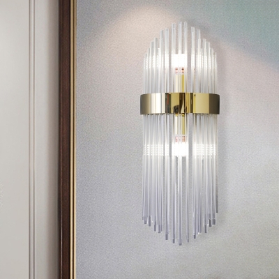 Tiered Crystal Sconce Light Fixture Modern Style 2 Lights Dining Room Wall Mounted Lamp in Gold