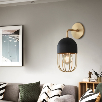 1 Bulb Wall Light Sconce Contemporary Oblong Metallic Wall Lighting Ideas in Gold
