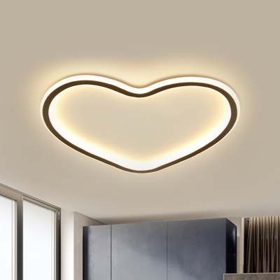 Love Shape Ceiling Flush Mount Light Minimal Silica Gel LED Black Flushmount in Warm/White/3 Color Light