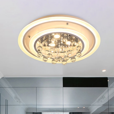 Modern Ceiling Light White LED Flush Mount Light in White/Remote Control Stepless Dimming Light