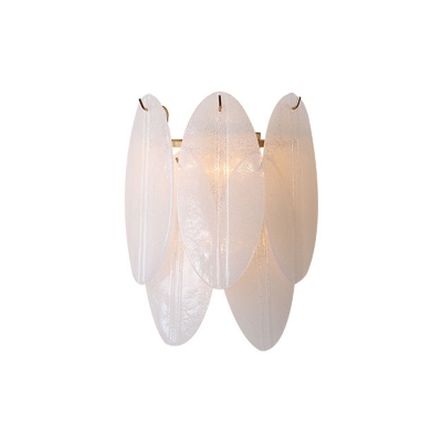 Oval-Shaped Sconce Light Fixture Contemporary Style White Glass 3 Bulbs Bedroom Wall Mount Light