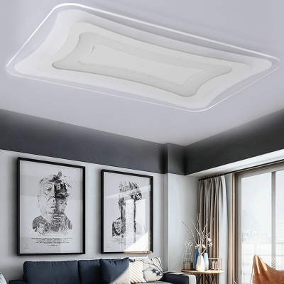 Rectangular Flush Mount Light Contemporary Thin Acrylic LED White Ceiling Light Fixture in Warm/White Light