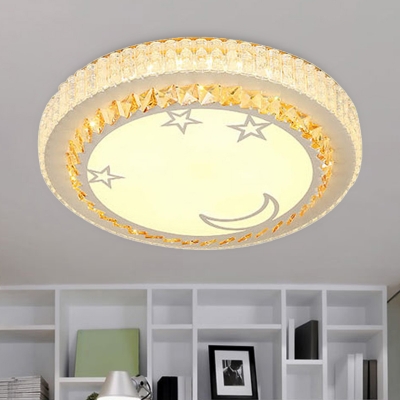 White Star/Flower Flush Mount Lighting Modern Crystal LED Bedroom Ceiling Fixture