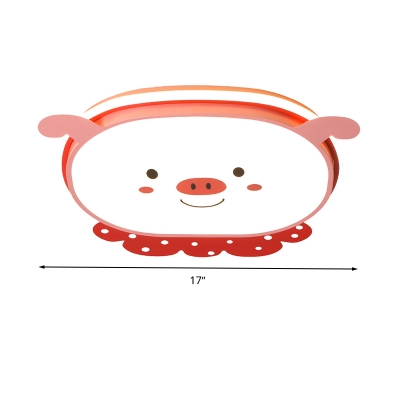 Blue/Pink Piggy Flush Mount Fixture Cartoon Stylish LED Acrylic Ceiling Mounted Light in Warm/White/3 Color Light