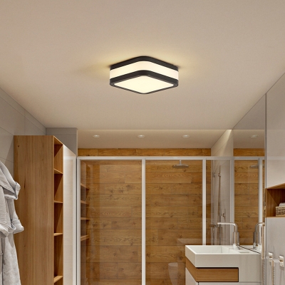 Cuboid Acrylic Flush Ceiling Light Simple Style LED Black/White Ceiling Lamp in Warm/White /3 Color Light