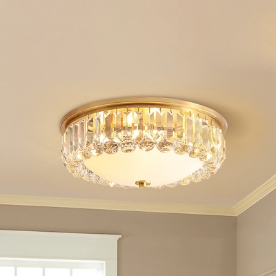 Gold LED Flush Light Simple Style Crystal Domed Ceiling Flush Mount for Bedroom