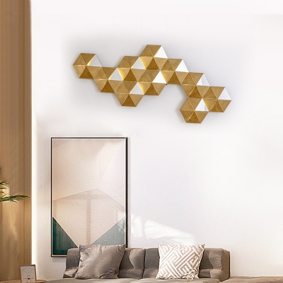 Hexagon Living Room Wall Lamp Colonialism Metal LED Gold Flush Mount Wall Sconce in Warm/White Light, 20.5