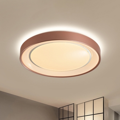 Metallic Disc Flush Mount Lamp Simplicity LED Champagne Ceiling Flush Light for Bedroom