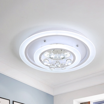 Modern Ceiling Light White LED Flush Mount Light in White/Remote Control Stepless Dimming Light