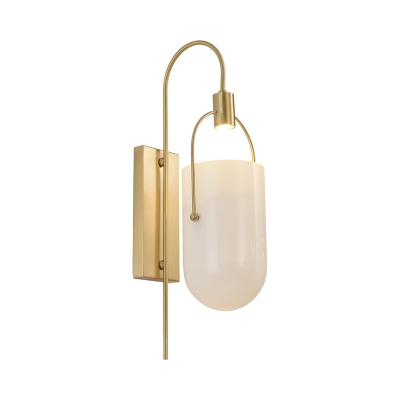 Modern Gooseneck Wall Mounted Lamp 1 Bulb Metallic Gold Finish Sconce Light Fixture