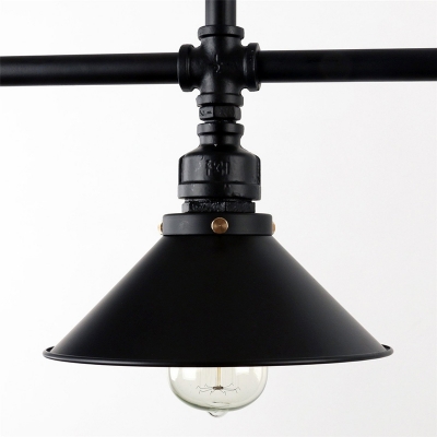 3 Lights Dining Room Island Pendant Light Industrial Style Black Hanging Lamp with Conic Metal Shade