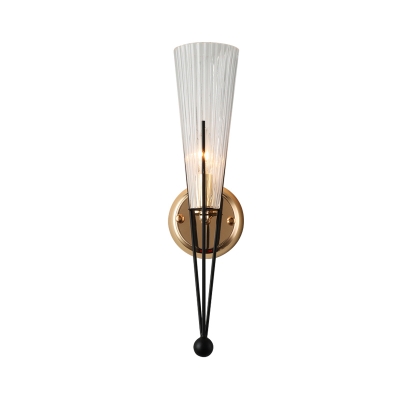 Black/Brass Torch Sconce Lighting 1 Light Modernism Metal and Clear Crystal Mini Wall Lamp