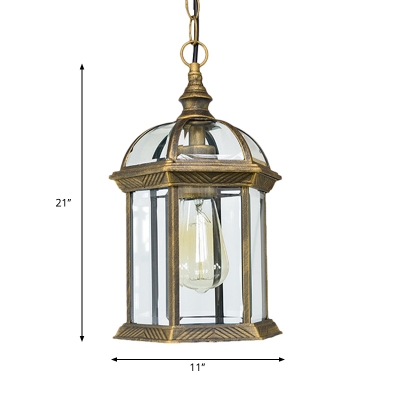 Black/Bronze/Gold Lantern Ceiling Hanging Light with Clear Glass Shade 1 Bulb 8