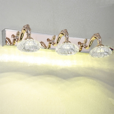 Bowl Clear Crystal Vanity Sconce Light Contemporary 2/3/4 Heads Gold Finish Wall Lamp, 13