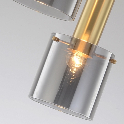 Brass Cylinder Hanging Light Kit Modern 1 Head Clear Glass Pendant Light Fixture for Dining Room