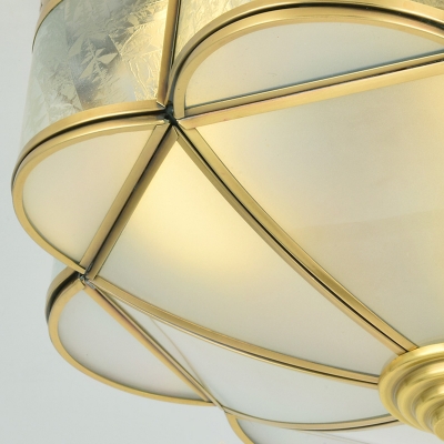 Colonialist Scalloped Ceiling Mounted Light 2 Bulbs Opaline Glass Flush Mount Light Fixture in Brass for Bedroom