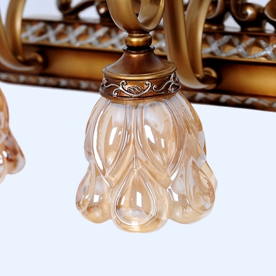 Iron Flared Vanity Light Fixture Traditional Tan Textured Glass 1/2 Lights Bathroom Sconce