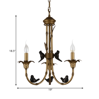 Metal Brass Suspension Lighting Fixture Candle 3/6/8 Lights Traditional Chandelier