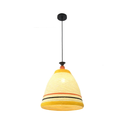 Nordic Bucket Hanging Ceiling Light 1 Light Rattan Shade Ceiling Pendant Lamp in Brown/Yellow, 10