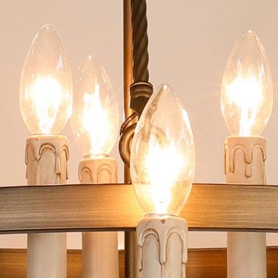 Open Bulb Metal Chandelier Lighting Vintage 9 Lights Dining Room Suspension Pendant Light in Bronze