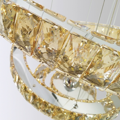 Spiral Ceiling Chandelier Modern Crystal LED Chrome Suspension Pendant Light for Living Room in Warm/2 Color Light
