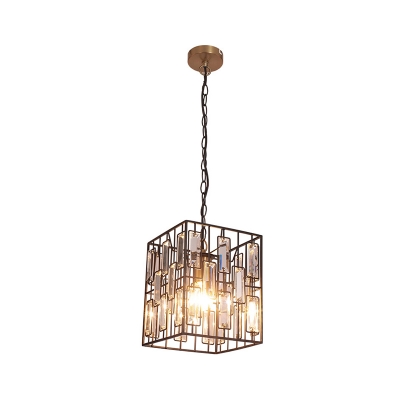 Wire Frame Square Pendant Light Industrial 1 Light 10