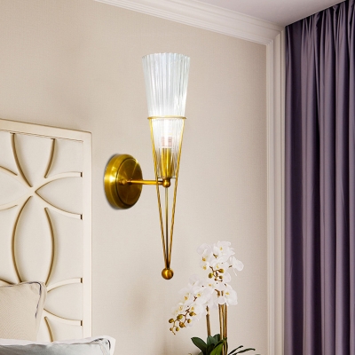Black/Brass Torch Sconce Lighting 1 Light Modernism Metal and Clear Crystal Mini Wall Lamp