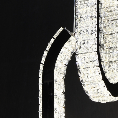 Black Oval Pendant Lighting Fixture Modern LED Crystal Hanging Light Kit for Living Room