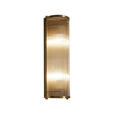 Brass/Black Finish Semi Cylindrical Wall Light Mid-Century Metal 1/2-Head Wall Mounted Light Fixture