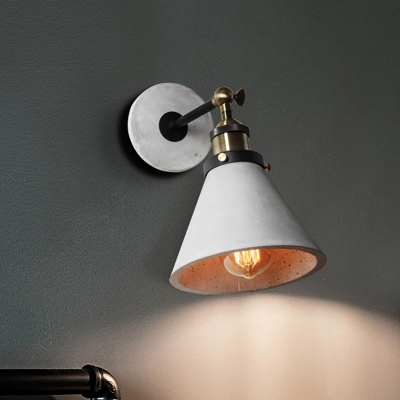 

Cement Cone/Cylinder/Bowl Wall Lighting Farmhouse Style 1 Head Angle Adjustable Gray Wall Sconce for Bedroom, HL566062