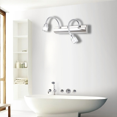 Chrome Gooseneck Vanity Lamp Modernist 3 Lights Clear Crystal Wall Sconce Lamp for Bathroom, 12.5