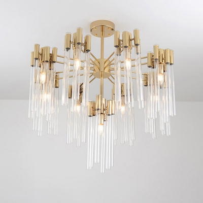 Fluted Crystal Brass Chandelier Light Fixture Radial 5/9 Lights Traditional Hanging Lamp Kit