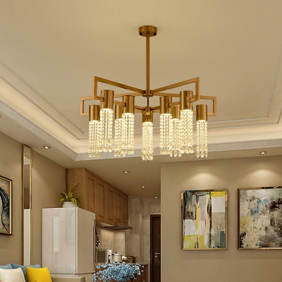 Gold Beaded Chandelier Lighting Fixture Modern 8/10 Lights LED Crystal Hanging Pendant for Living Room
